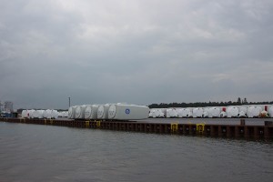 Windturbinen bereit für Transport       